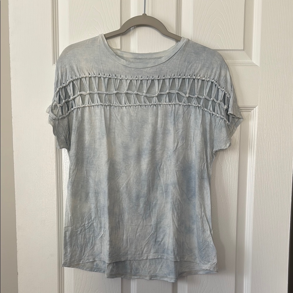 American Eagle Outfitters Women's Light Blue Crochet Detail Top